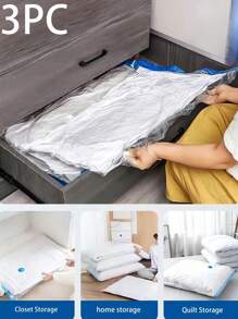 3 bolsas de compresión al vacío transparentes organizadoras, bolsas grandes de almacenamiento al vacío para ropa, edredones y mantas, bolsas de compresión para ahorrar espacio, bolsas de almacenamiento para maestros, contenedores de almacenamiento debajo de la cama, organizadores de armario para ropa, mantas, almohadas, bolsas para la escuela y accesorios escolares