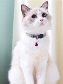 1pc Customized Reflective Pet Collar With Cartoon Anti-Choking Buckle + Bell, Adjustable, Suitable For Female/Male Cats Within 5kg, Daily Use - Green - View 7