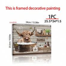 1pc Canvas Poster, Rustic Art, Funny Bathroom Wall Art Decor, Highland Cow Wall Art, Farmhouse Bathroom Decor, Ideal Gift For Bedroom Living Room Corridor, Wall Art, Wall Decor, Fall Decor, Wall Decor, Room Decoration, No Frame Gifts Birthday Graduation