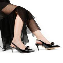 JOY IN LOVE Kitten Heels For Women Slingback Pumps Sandals Pointy Toe Pumps With Bow - màu đen - Xem 6