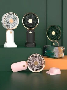 1 pieza de Ventilador de mano portátil 3D de tamaño mini unisex y unicolor con base dorada y compatibilidad con teléfonos móviles / tabletas con carga USB, adecuado para actividades al aire libre, deportes de playa, oficina, escuela, playa, piscina, fiestas y uso diario. - Multicolor - Ver 7