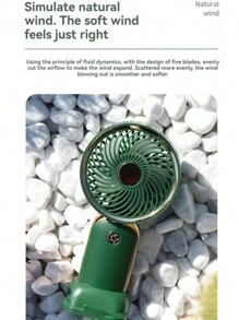 1 pieza de Ventilador de mano portátil 3D de tamaño mini unisex y unicolor con base dorada y compatibilidad con teléfonos móviles / tabletas con carga USB, adecuado para actividades al aire libre, deportes de playa, oficina, escuela, playa, piscina, fiestas y uso diario. - Multicolor - Ver 8