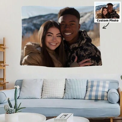 1 st anpassningsbar personlig väv med foton och text, för födelsedag, bröllop, halloween, jul, fest, fars/mors dag, heminredning, sovrumsestetik, flaggväv, väggdekor, väggkonst, juldekor, anpassad väv, anpassade flaggor, flaggor för rummet, väv, personlig, unik, perfekta presenter till honom, för alla hjärtans dag, för examen, för fars dag, för barnens dag, för inflyttningsfest, soffa, säng, bil, tesalong, sovrum, badrum, vardagsrum, matsal, anpassad väv, varm atmosfär, julklappstillbehör