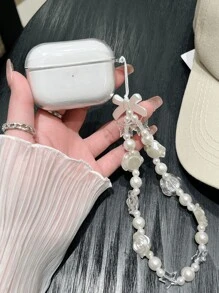 1pc Transparent White Rose Flower Charm Bracelet, French Ceramic Style, Cute And Lovely, For Summer. Also Can Be Used As A Black Frosted Cute And Lovely Keychain For Mobile Phone Or Earphones. Vivacious And Lovely Tulip Pearl Multicolored Beads INS Style Ghostly And Lovely Bracelet. Transparent 3D Beads Minimalist Bracelet With String For Keychain Or Camera Decoration. Cartoon Flower Heart Bear Floral Keychain Accessory With Transparent Beads. Gradient Smile Face Flower Rope Bracelet With Minimalist Personalized Jewelry And Decoration For Mobile Phone Case Or Accessories. Gifts For Mother, Family, Friends, Birthday, Holiday Phone Charm, Phone Chain