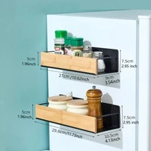 2pcs/Set,1pc Magnetic Adsorption Storage Rack ,Freely Movable Magnetic Wooden Storage Rack, Magnetic Storage Rack Magnetic Absorption Rack Wooden Storage Rack Kitchen Storage Rack Multi-Purpose Storage Rack