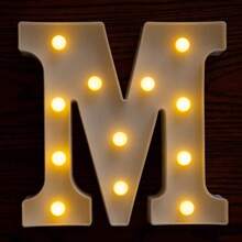 1 pieza de grandes letras luminosas, luces LED, 26 letras y 10 números, adecuado para propuestas de fiestas, cumpleaños, decoraciones de Navidad y otras escenas diversas - amarillo - Ver 44