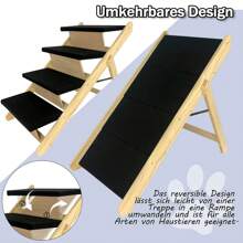 LILIIN 2-In-1 Folding Dog Ramp And Stairs For Large Dogs, Pet Stairs Made Of Pine Wood Up To 80kg, Non-Slip Pet Stairs, Dog Ladder Ramp For Cats, Balcony, Sofa, 100x47x63cm - 黑色 - 查看 7