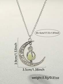 Glow In The Dark Pendant Necklace - Silver - View 6