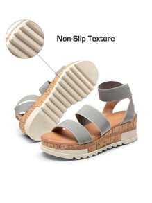 Women's Wedges Flatform Platform Sandals Open Toe Elastic Strap Casual Outing Vacation Flatform Platform Valentine's Day Summer Shoes - Grey - View 4