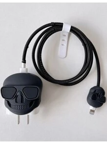 4pcs Cartoon Skeleton Charging Adapter Covers, Compatible With Apple 18/20W Fast Charger, Cable Protector Accessories Charger Protector