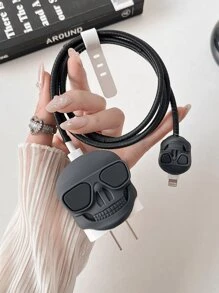 4pcs Cartoon Skeleton Charging Adapter Covers, Compatible With Apple 18/20W Fast Charger, Cable Protector Accessories Charger Protector