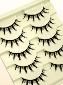 Asiteo 5 Pairs Cartoon Style Soft Natural Doll Effect Criss-Cross Delicate Cosplay Spiky Eyelashes - 尖尾漫畫款 - 查看 5