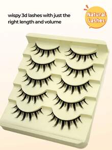Asiteo 5 Pairs Cartoon Style Soft Natural Doll Effect Criss-Cross Delicate Cosplay Spiky Eyelashes - 尖尾漫畫款 - 查看 2