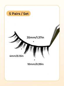 Asiteo 5 Pairs Cartoon Style Soft Natural Doll Effect Criss-Cross Delicate Cosplay Spiky Eyelashes - 尖尾漫畫款 - 查看 3