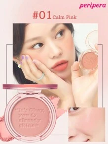K-Beauty Peripera 单色腮红盘，哑光粉状腮红，质地细腻，不结块，持久显色，多用途彩妆盘，裸妆，面部彩妆，韩国化妆品，4.2克