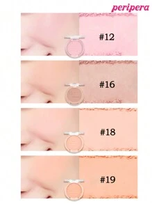 K-Beauty Peripera 单色腮红盘，哑光粉状腮红，质地细腻，不结块，持久显色，多用途彩妆盘，裸妆，面部彩妆，韩国化妆品，4.2克