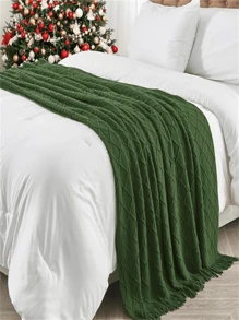 1pc Soft Textured Solid Color Knit Sofa Cover Blanket, Lightweight And Warm, Suitable For Living Room, Outdoor Home Use