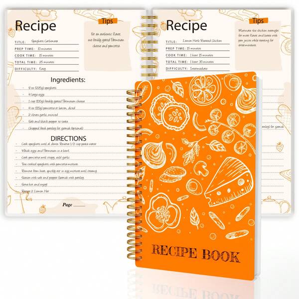 Libro de recetas para escribir sus propias recetas, cuaderno de recetas personal en blanco A5 (5.8 "x 8.6"), libro de registro de recetas con encuadernación de doble alambre en espiral, con capacidad para 104 recetas