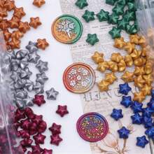 100 pezzi di perline di cera lacca di colore metallico a forma di stella vintage, perfette per decorare buste, inviti di matrimonio, confezioni regalo, articoli per la scuola, forniture scolastiche