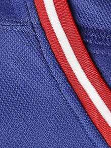 Maglietta da hockey su ghiaccio blu stile boyfriend maschile, casual, a maniche lunghe, con ricamo e scollo a V, ideale per eventi e sport