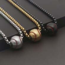 1 Stück-Baseball-Halskette aus 304L-Edelstahl für Männer und Frauen, Baseball-Zubehör für Schmuck