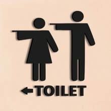 Cartel de puerta para centro comercial, restaurante, cafetería, baño público, señal de dirección del baño, placa de pared del baño 3D, símbolo de género, señal de baño WC, decoración minimalista del baño - en blanco y negro - Ver 11