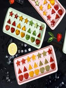 1pc 21-Grid Ice Cube Tray, Homemade Ice Mold, Creative Heart-Shaped Ice Tray. - Green - View 9