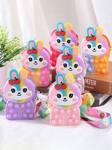 1 bolsa de hombro de silicona con forma de conejo encantador - Divertida bolsa gelatinosa para almacenamiento y monedero para niñas - Idea de regalo perfecta - Multicolor - Ver 1