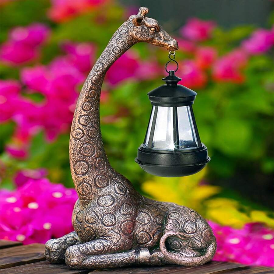 1pc Outdoor Solar LED Lighted Giraffe Statue Garden Ornament Yard Decoration Housewarming Gift - Multicolor - View 1