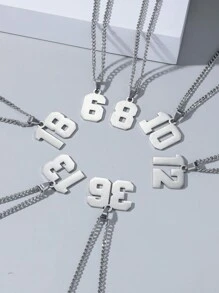 1 pièce Collier pendentif en acier inoxydable à numéro dathlète 0-99 à la mode pour hommes cadeau de basket-ball baseball football