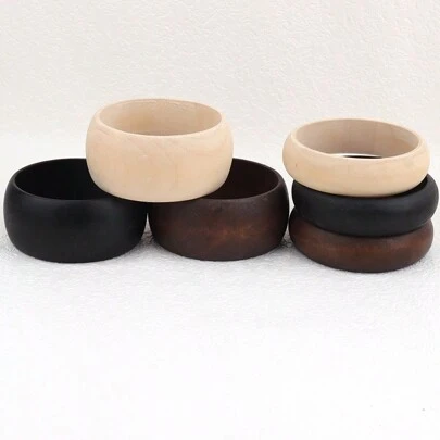 1 pieza Pulsera de brazalete de madera exagerada de estilo bohemio vintage adecuada para decoración de mano de mujer en fiesta de verano