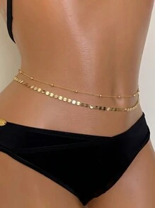 2件套时尚双层金属球链女士腰链，身体链肚链腰饰，秋季、万圣节 - 彩色 - 查看 10