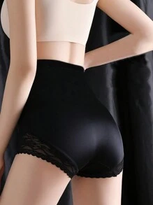 New Arrival Ice Silk Seamless Lace Trim Tummy Control Panties, Ideal For Daily Wear, Running, Yoga And Workout, Body Shaping Compression Leggings With Butt Lifting And Waist Cinching Features, Women With Small Belly Shaping Waist Waist And Hip Lifting Belly Compression Underwearm Gym Accessories Belly Slimming Girdles, Lumbar Girdles Belly Slimming Corset