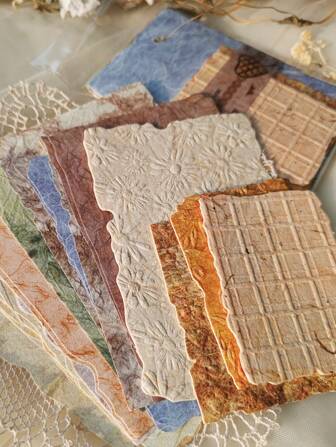 28pcs/Pack Natural Wood Grain Mixed Material Decorative Background Material Paper Back To School