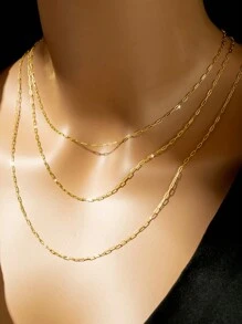 FOREVER QUEEN 925 Sterling Silver Paperclip Chain Necklace Minimalist Necklace Simple Long Chunky Link Necklace Jewelry Gift For Women Girls Holiday