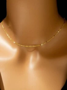 FOREVER QUEEN 925 Sterling Silver Paperclip Chain Necklace Minimalist Necklace Simple Long Chunky Link Necklace Jewelry Gift For Women Girls Holiday