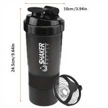 Taza de plástico con agitador para polvo de proteína y batidos, botella de agua deportiva para correr y fitness
