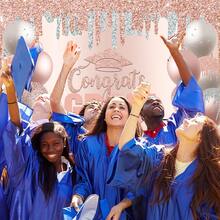 1入學士帽桃粉銀色氣球攝影背景布，適用於2024年畢業派對攝影棚拍攝道具 - 彩色 - 查看 8