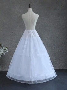 1 件女士新娘婚纱配饰，A 字形舞会礼服衬裙，3 个环 1 层硬网眼，带松紧腰带，万圣节秋季女士服装 - 白色 - 查看 4