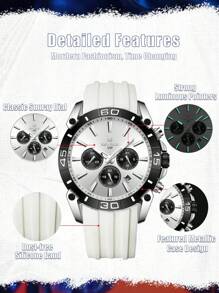 REWARD REWARD Men's Quartz Watch Silicone Band Business Fashion Style Timing Calendar Luminous Hands Multi-Functional Men Wristwatch High Quality Gift Classic Design Stainless Steel Watch Band