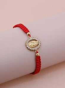 2024年新款純淨白色圓形基督教童貞瑪利亞手編女士手鍊，祈禱和保護珠寶