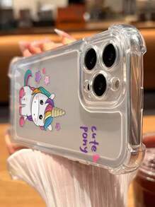 1pc Transparent Fashionable Thickened Anti-Drop Unicorn Pattern Phone Case, Compatible With Apple Series And Samsung Series - Multicolor - View 2