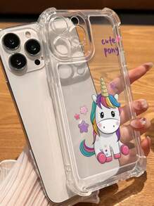 1pc Transparent Fashionable Thickened Anti-Drop Unicorn Pattern Phone Case, Compatible With Apple Series And Samsung Series - Multicolor - View 3
