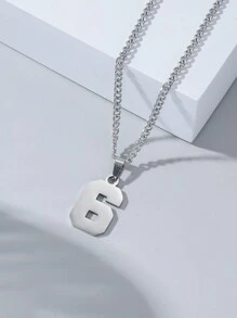 1 pièce Collier pendentif en acier inoxydable à numéro dathlète 0-99 à la mode pour hommes cadeau de basket-ball baseball football