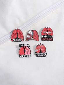 5pcs Creative Cartoon Brooch Set (Lungs, Chest, Liver, Stomach, And Brain), Suitable For Men And Women For Daily Wear With Clothes And Bags