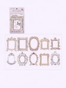 1pack/10pcs Retro Hollow-Out Frame Decoration DIY Collage Material Paper - Multicolor - View 4
