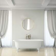 LIVINGANDHOME Living And Home Nordic Round Bathroom Framed Mirror Wall Hanging - Gold - View 7