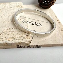 1 pièce Bracelet simple en acier inoxydable avec fermoir doré brillant, design minimaliste, unisexe
