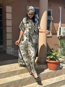 1 件女士真丝雪纺宽松印花轻质围巾披肩，适合防晒、休闲装和室内使用 - 一套馬來服披肩 - 查看 18