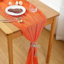 1pc Solid Color Bali Chiffon Polyester Table Runner/Tablecloth, Bohemian Style Gauze Table Runner, Country Transparent Tablecloth For Wedding Decoration, Baby Shower, Birthday Party, Dining Table Decoration - 90*400cm - View 10
